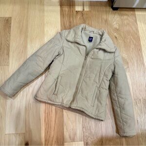 GAP fleece-lined quilted casual winter puffer jacket beige